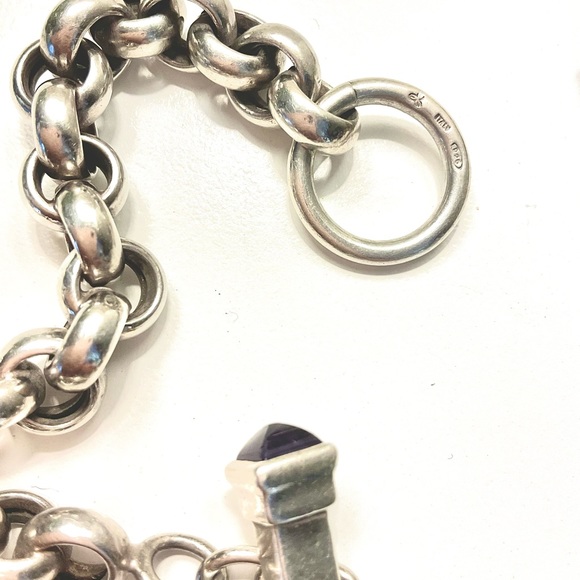 FINAL PRICE, HEAVY, and QUALITY STERLING SILVER and AMETHYST TOGGLE - Picture 8 of 10